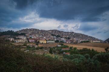 Obraz premium Italy, Sicily, Palermo Province, Gangi. View of the town of Gangi in the mountains of Sicily. August 2024.