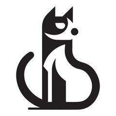 Monochrome logo of a cat in a minimalist and geometric style 4