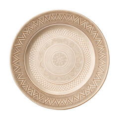 Obraz premium Round clay plate with ornaments isolated on transparent background png