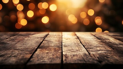 Empty old wooden table background with valentines day theme in background  