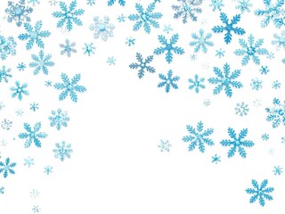 Winter print featuring a delicate array of blue snowflakes on a white background, design