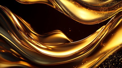 Golden Liquid Splash in Various Dynamic Shapes and Flow Patterns for Commercial and Creative Use