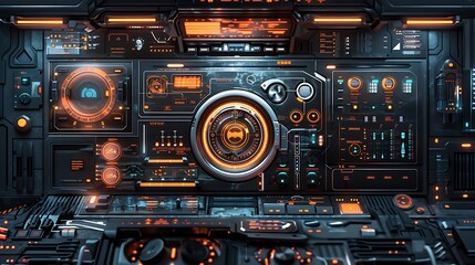 Obraz premium Futuristic Interface Design: Orange and Blue Dashboard