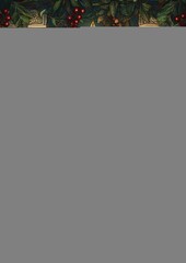 Obraz premium A vintage-style menorah with glowing candles, surrounded by ornate floral decorations and ancient columns, ideal for Hanukkah greetings and Jewish holiday celebrations.