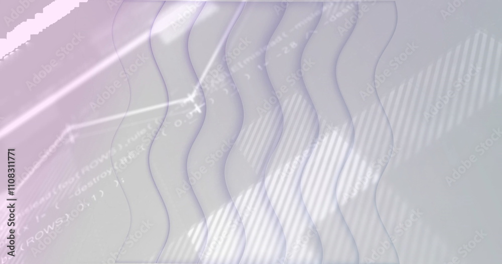Poster wavy lines and coding text image over light background