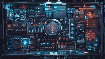 Fototapeta premium Futuristic Tech Interface with Glowing Displays