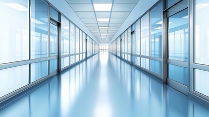 Fototapeta premium Modern healthcare corridor design hospital architecture bright minimalist professional space