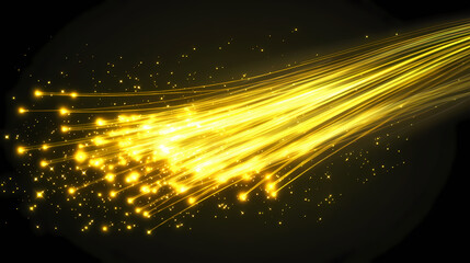 Fototapeta na wymiar Bright yellow optical fiber threads reflecting light. Luminous. Illustration
