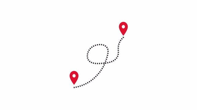 Two Location Point Navigation Journey Travel Destination Location Pins GPS Path Wayfinding Tracking.4k video