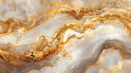 Obraz premium Abstract golden liquid art with metallic sheen. Luminous. Illustration
