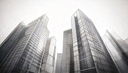 Fototapeta premium white background Modern Architecture building construction perspective design, building sketch line drawing