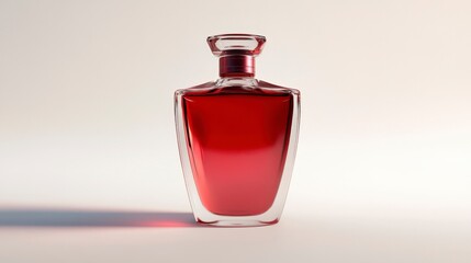 Elegant Red Perfume Bottle on White Background - Product Mockup