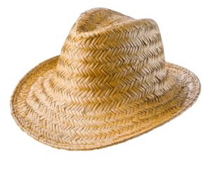 Woven straw hat, isolated on transparent or white background