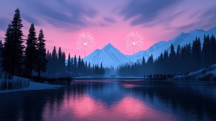 A beautiful lake with a mountain in the background