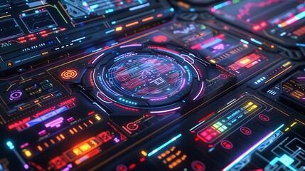 Fototapeta premium Futuristic Interface with Glowing Neon Lights