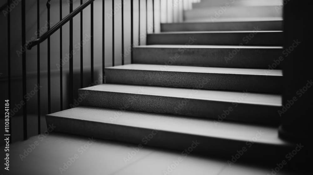 Poster staircase leading to an upper level in a modern building with soft lighting creating an elegant atmo