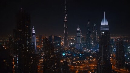 Obraz premium Stunning Night View of a Modern City Skyline