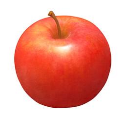 Red apple isolated on white background. Watercolor illustration. Fresh fruit.