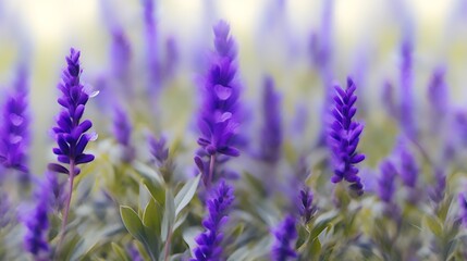 Obraz premium Purple Lavender Flowers Blooming In Field