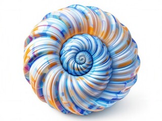 Obraz premium Vibrant Nautilus Shell with Intricate Blue and Orange Patterns