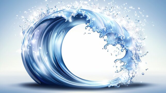 Dynamic ocean wave splash coastal region digital art serene environment close-up view motion concept