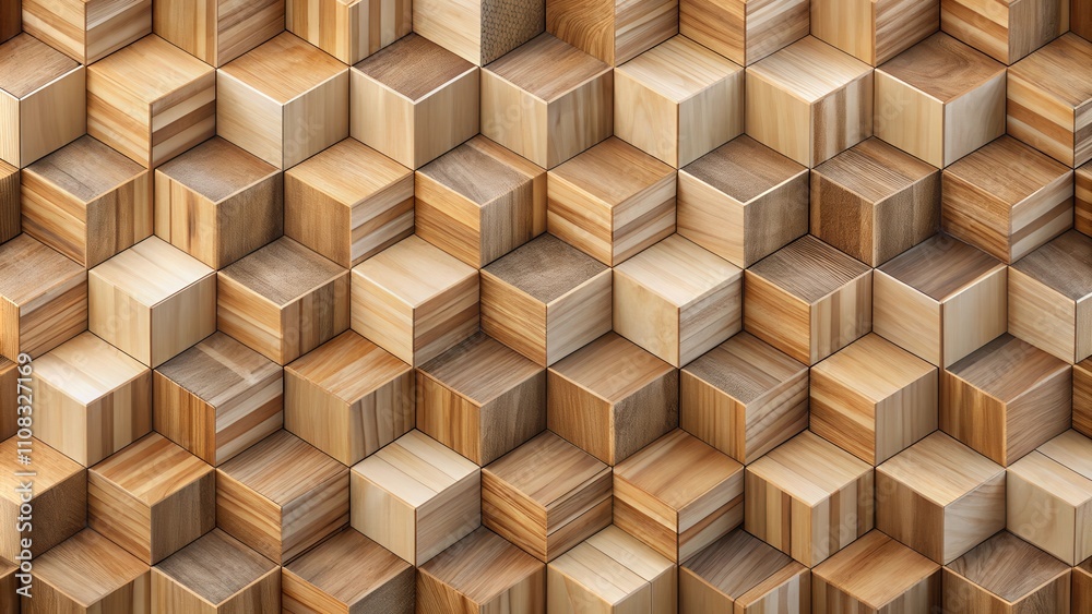Fototapete a seamless pattern of wooden cubes, each with a different wood grain texture, creates a unique and c