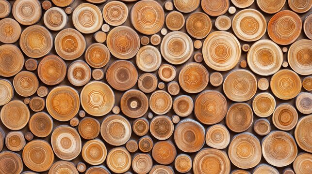 A wall made of wood logs