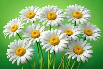 Fototapeta premium Chamomile Flower Big Set - Cute White Daisy Nature Collection for Love Cards & Growing Concept
