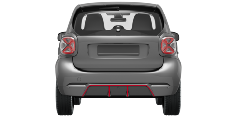 silver small car, back view isolated on white background for make a mockup