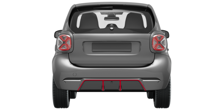 silver small car, back view isolated on white background for make a mockup