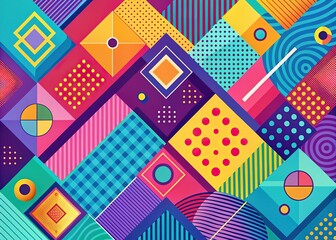 Obraz premium Colorful Memphis Geometric Abstract Background Design
