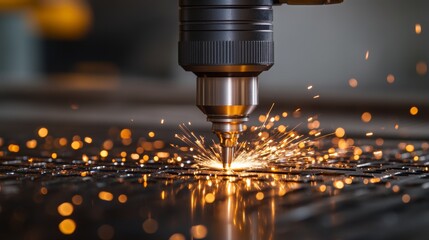 Laser Cutting Machine Sparks in Action