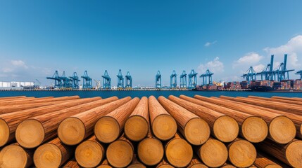 A pile of logs is stacked in a row