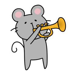 ラッパを吹くネズミ