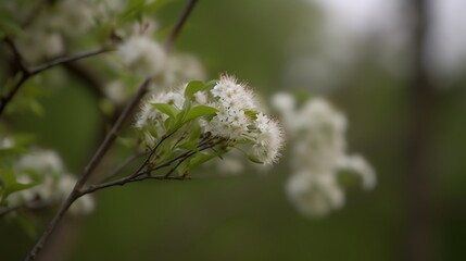 Delicate White Blossoms on a Branch in Spring