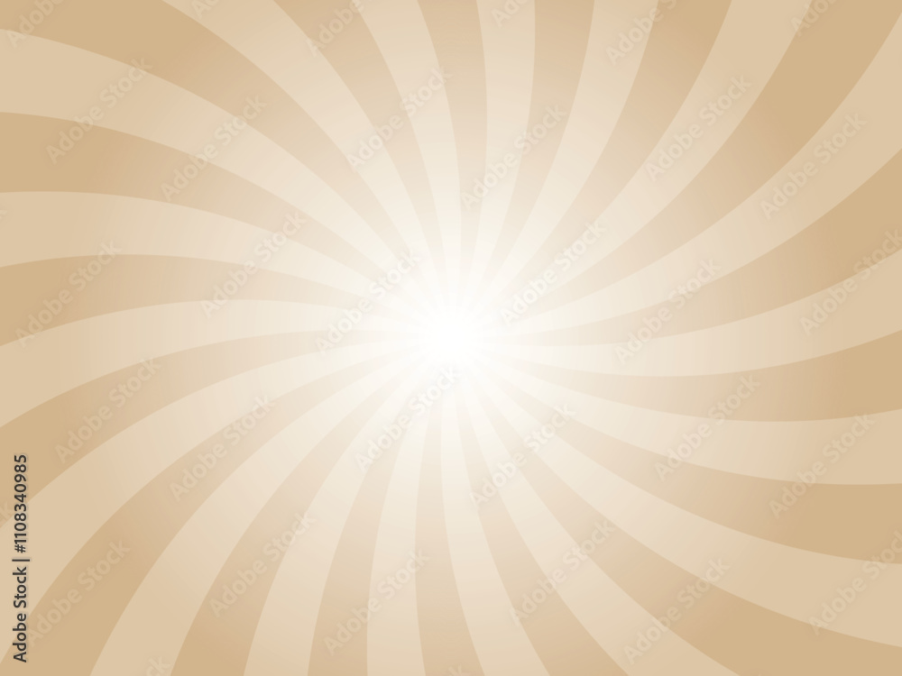 Aufkleber Abstract Brown Background with Rays Retro Starburst Rays. Tan Brown Sunburst Background Vector Illustration Pattern Beam Rays. Spiral Radial Striped Backdrop. Vector Illustration.