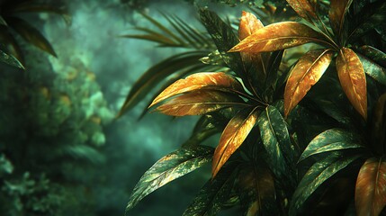 Obraz premium Lush green leaves tropical forest nature photography close-up serenity
