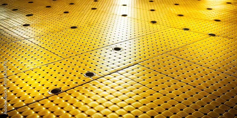 Leinwandbilder A geometric pattern of yellow tiles with black holes in the center, creating a unique and intricate design.