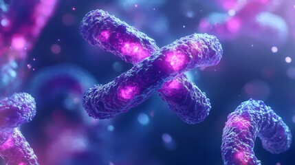 Rotating colorful molecular structure depicting DNA helix under a microscope in a scientific research environment. A vibrant visualization of a molecular structure resembling a DNA helix is showcased