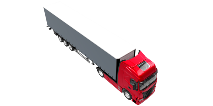 cross top view of red cargo truck isolated on white background premium png for make mockup