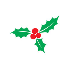 Holly christmas clip art design on plain white transparent isolated background for card, shirt, hoodie, sweatshirt, apparel, card, tag, mug, icon, poster or badge