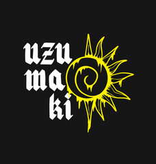 uzumaki urban streetwear illustration  design. and trendy poster typography design on black background