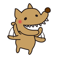 Obraz premium 腕をパタパタさせて喜ぶ怖くないオオカミ