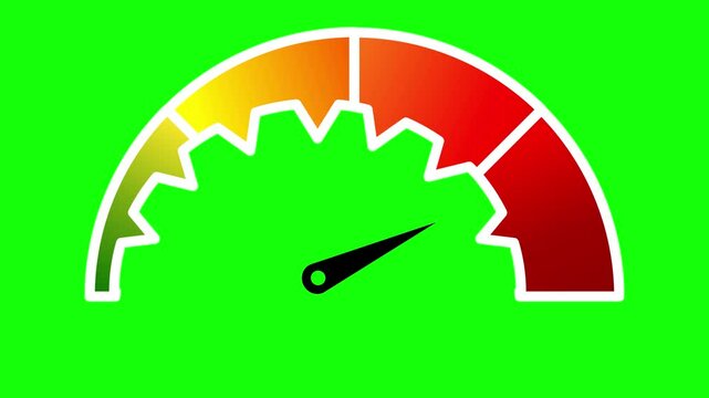 speedometer animation on green screen background. odometer motion graphic business concept.simple animated spedometer