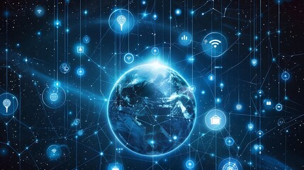Obraz premium Global Network of Connected Devices and Services