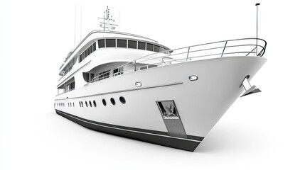 Naklejka premium Elegant White Yacht on a White Background with Modern Design