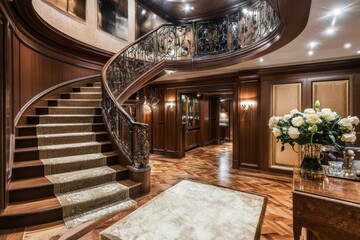 Fototapeta premium interior design of modern entrance hall with staircase 