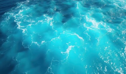 Fototapeta premium A breathtaking aerial view of vibrant turquoise ocean waves, capturing the beauty and tranquility of nature. Perfect for travel, wellness, and environmental projects.
