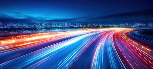 Fototapeta premium Night City Highway: Speed, Lights, and Urban Dreams