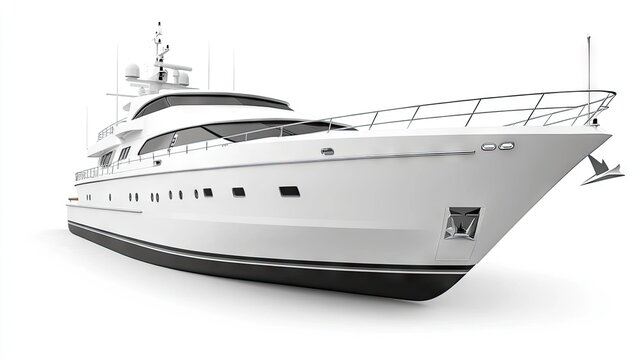 Elegant White Yacht with Sleek Design on Isolated Background